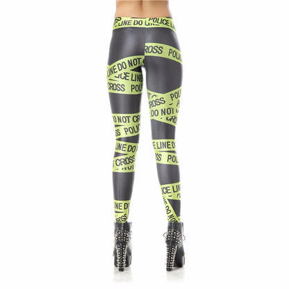 Sexy High Waist Police Line Printed Pants Leggings