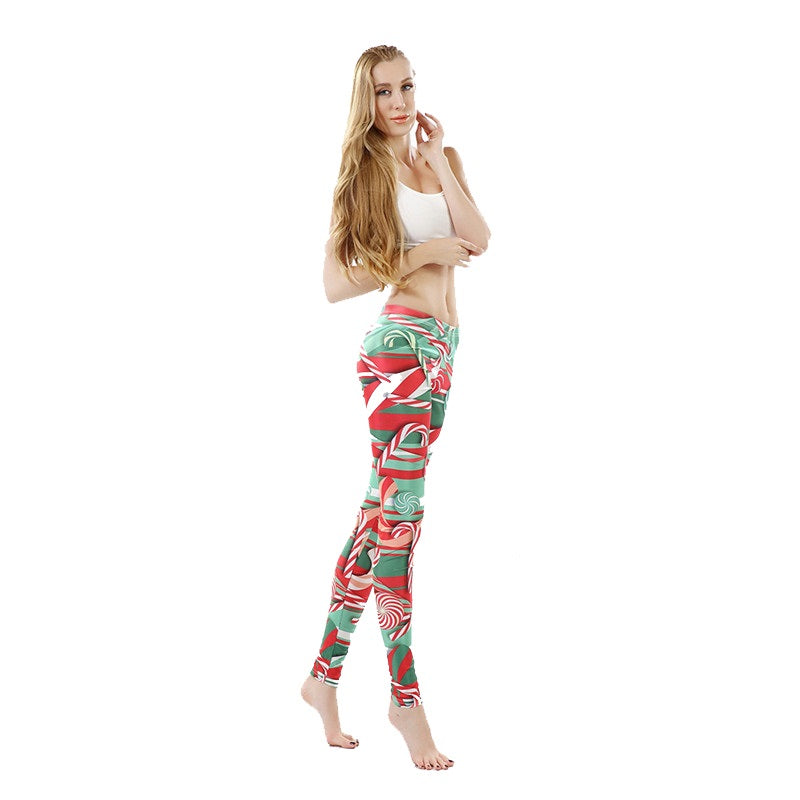 Christmas Printed Women Lollipops Leggings pants