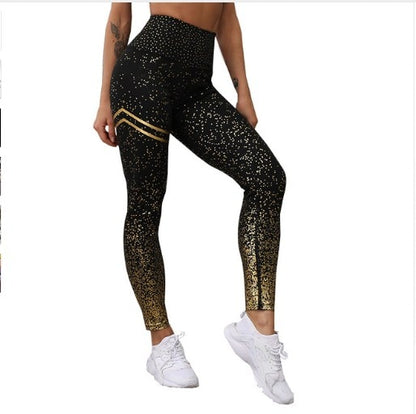 Women Fashion Print No Transparent Exercise Fitness Patchwork Push Up Leggings Pants