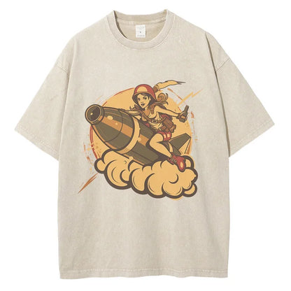 Men Beer Bottle B.O.M.B Anime Printed Loose Graphic Tee Shirts