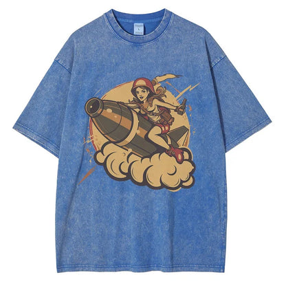 Men Beer Bottle B.O.M.B Anime Printed Loose Graphic Tee Shirts