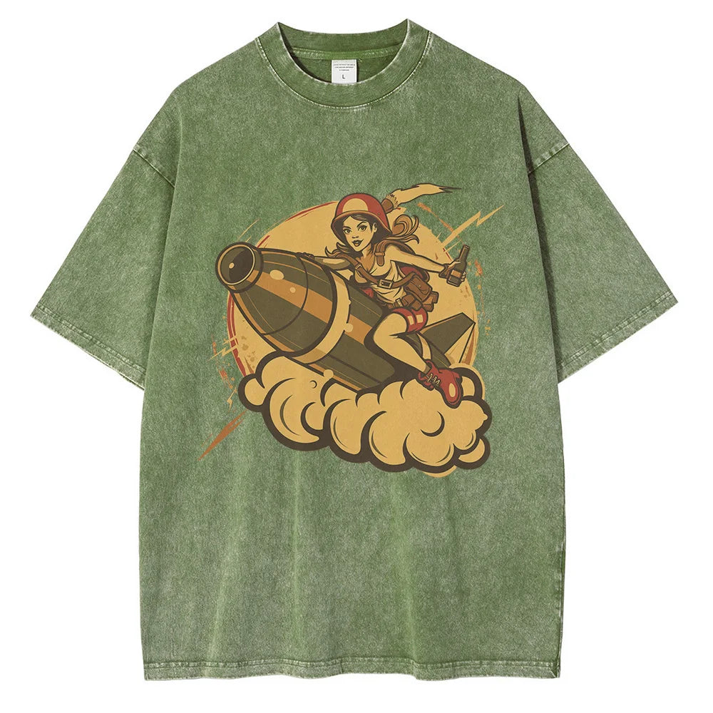 Men Beer Bottle B.O.M.B Anime Printed Loose Graphic Tee Shirts