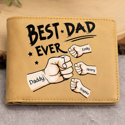 Best Dad Ever New Version - Personalized Leather Coins Cards Wallet