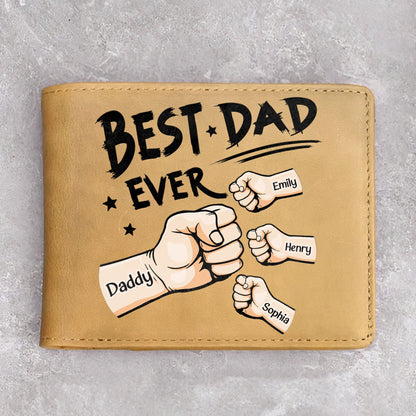 Best Dad Ever New Version - Personalized Leather Coins Cards Wallet