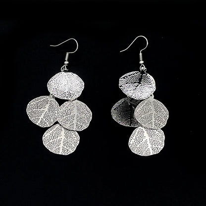 Women Fashion Hollow Round Leaf Earrings