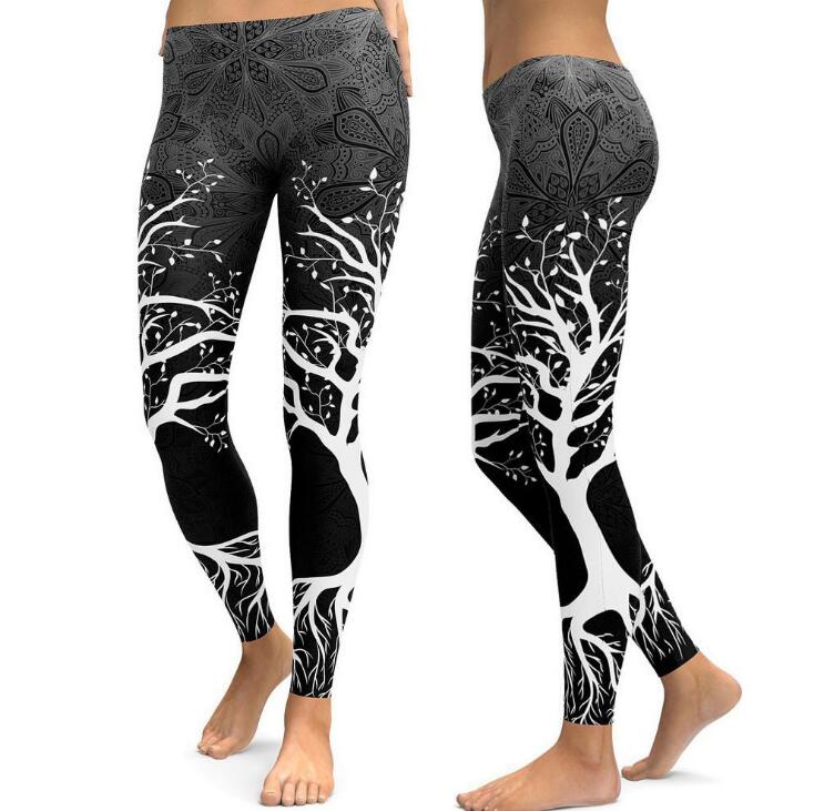 Women Tree Digital Printed Hight Waist Plus Size Leggings Pants