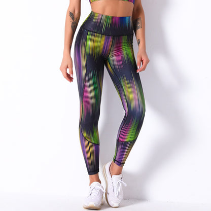 Sexy Colorful Printed Fitness High Waist Push Up Sport Seamless Gym Pants Leggings