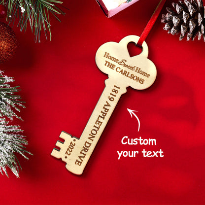 Personalized New Home Christmas Ornament Wooden Key Decoration Housewarming Gift
