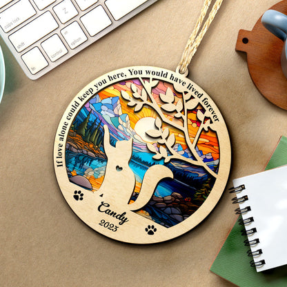 Custom Pet Cat Memorial Suncatcher Ornament Loss of Pet Sympathy Gift