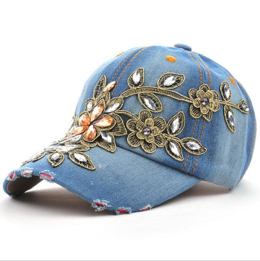 Baseball Diamond Paint Embroidery Flower Denim Snapback Hats Jeans Caps