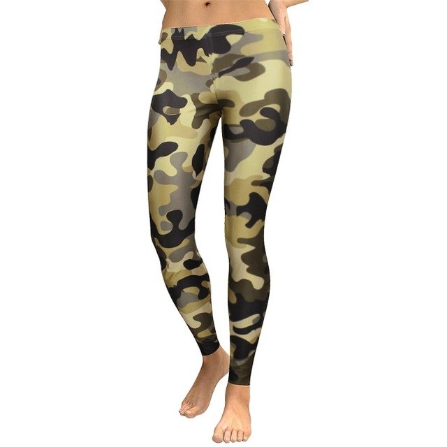 Women Fashion Camouflage Digital Print Fitness Leggings Pants