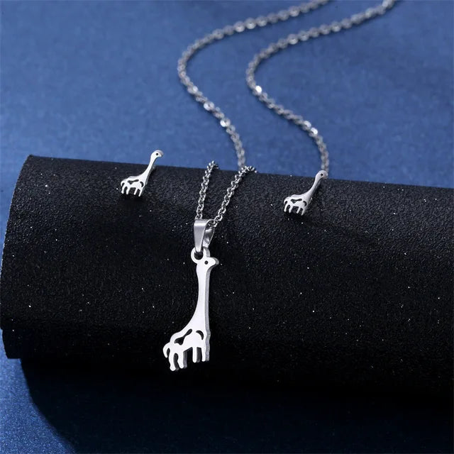 Cartoon Women Elf Angel Wings Pendant Charm Necklace Earrings Sets