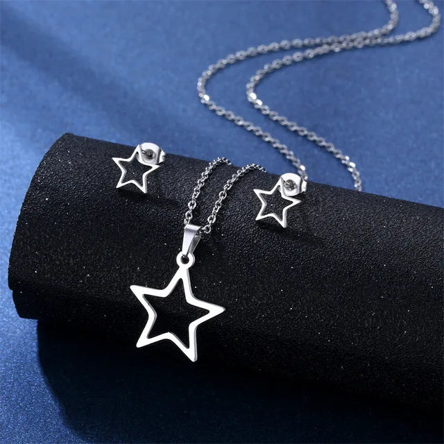 Cartoon Women Elf Angel Wings Pendant Charm Necklace Earrings Sets