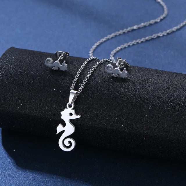 Cartoon Women Elf Angel Wings Pendant Charm Necklace Earrings Sets