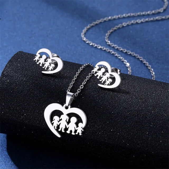 Cartoon Women Elf Angel Wings Pendant Charm Necklace Earrings Sets