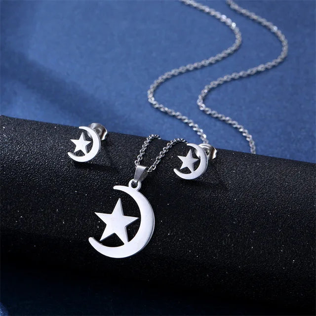 Cartoon Women Elf Angel Wings Pendant Charm Necklace Earrings Sets