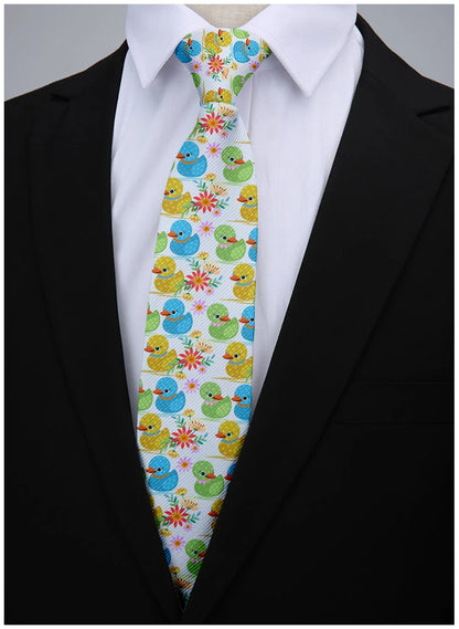 8cm Men Cartoon Duck Prints Fashion Novelty Wedding Necktie Ties