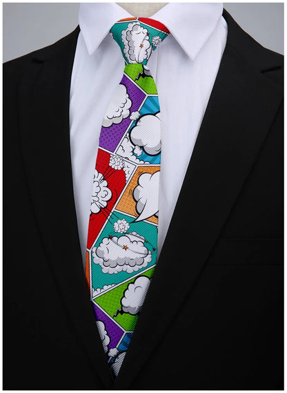 8cm Men Cartoon Printed Wedding Groom Neckties Ties