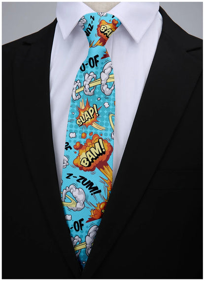 8cm Men Cartoon Printed Wedding Groom Neckties Ties