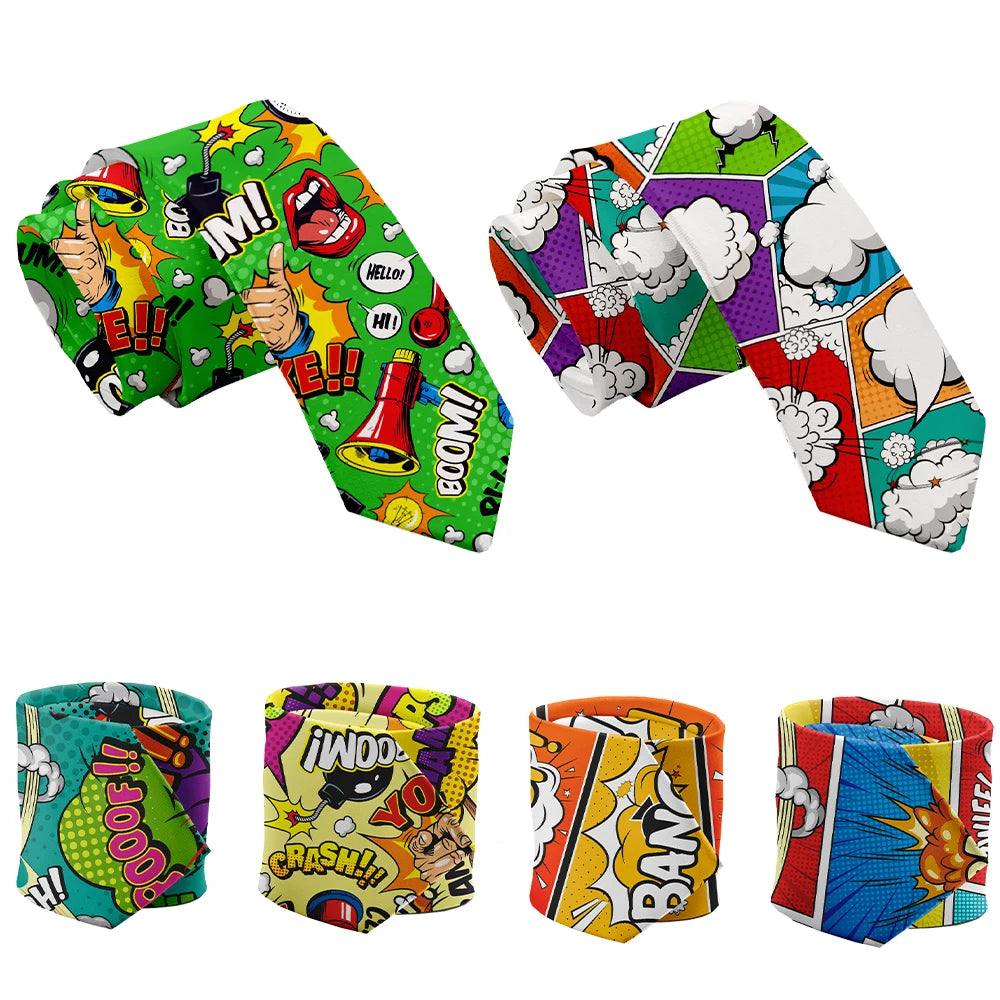 Men Cartoon Printed Fashion Lip Graffiti Wedding Halloween Necktie Ties