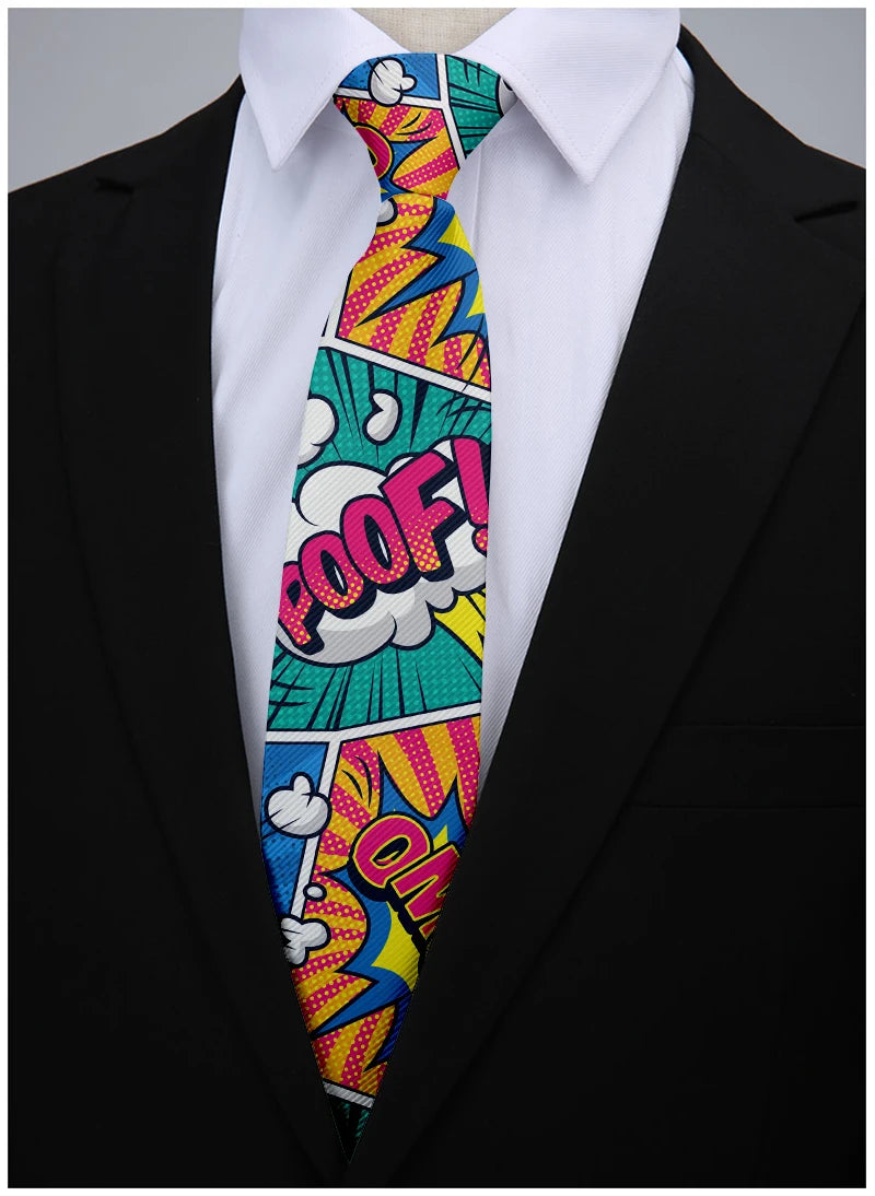 Men Cartoon Printed Fashion Lip Graffiti Wedding Halloween Necktie Ties