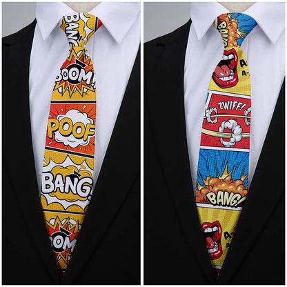 Men Cartoon Printed Fashion Lip Graffiti Wedding Halloween Necktie Ties