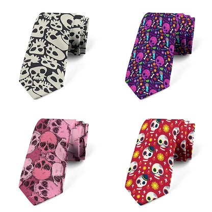 8cm Men Cartoon Skull Prints Fashion Novelty Ties Neckties