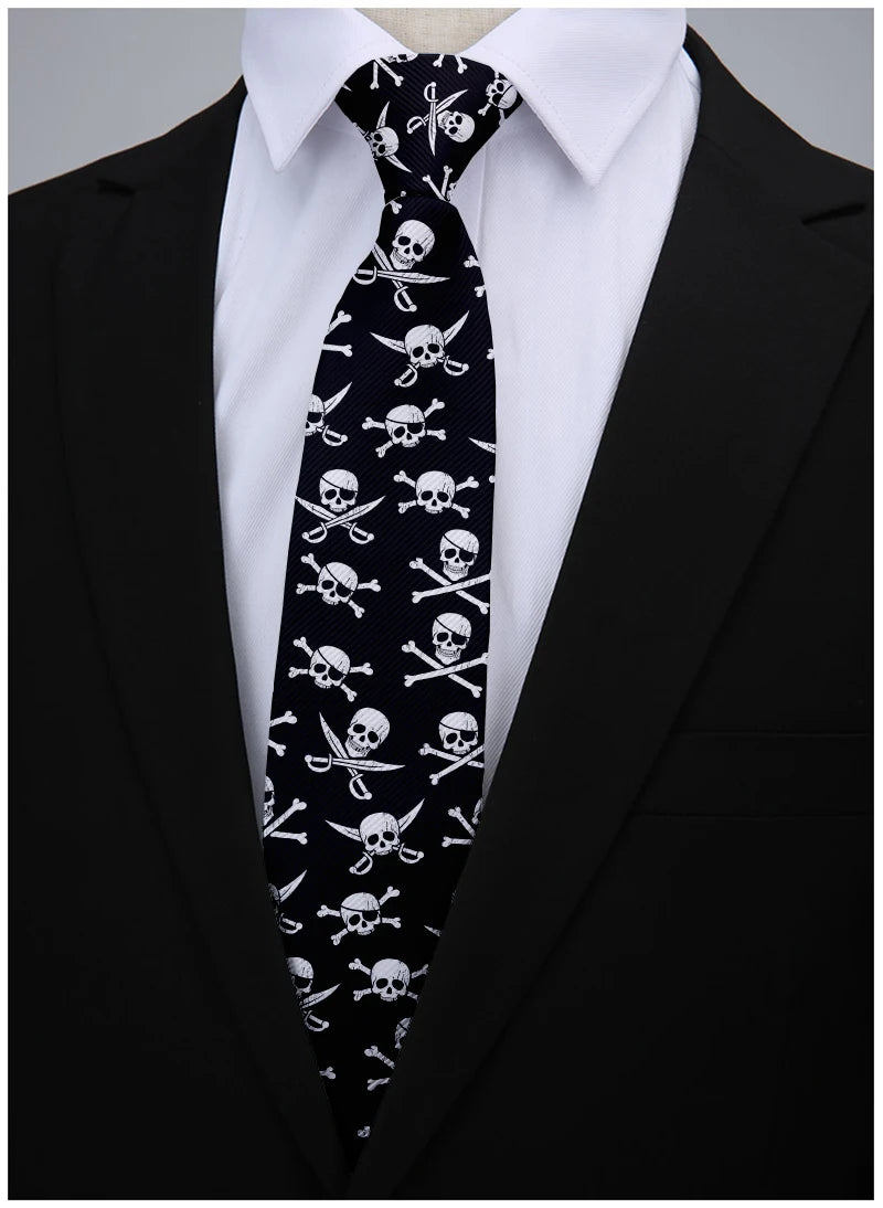 8cm Men Cartoon Skull Prints Fashion Novelty Ties Neckties