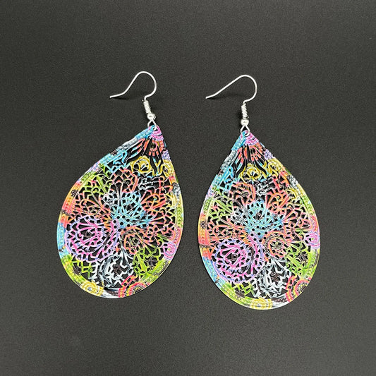 Women Fashion Colorful Painted Water Light Drop Earrings