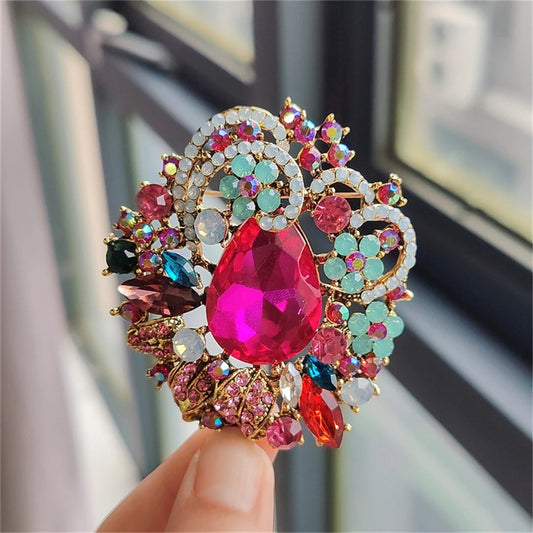 Large Glass Crystal Bohemian Brooch Brooches Pin