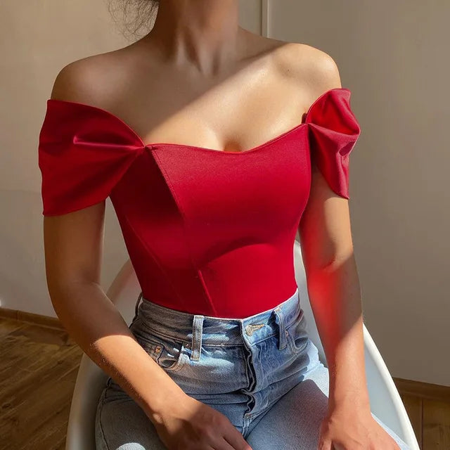 Women Off Shoulder Satin Backless Bustier Sleeveless Corset Crop Tops