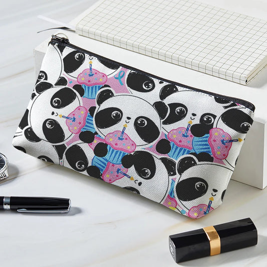 Women Cartoon Panda Pattern Makeup Organizer Travel Cosmetic Case Bag