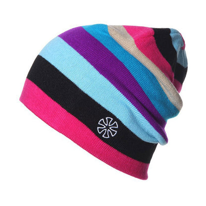 Warm Outdoor Beanies Striped Knitted Headwear Snowboarding Skiing Skating Cycling Hat Caps