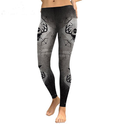 Women Hunt Black Elk Bow Arrow Digital Prints Workout Leggings Pants