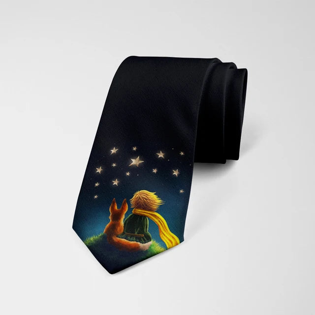 8cm Men Fashion Little Prince Art Printed Slim Neckties Ties