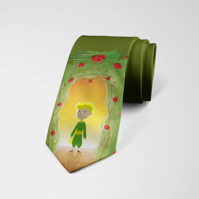 8cm Men Fashion Little Prince Art Printed Slim Neckties Ties