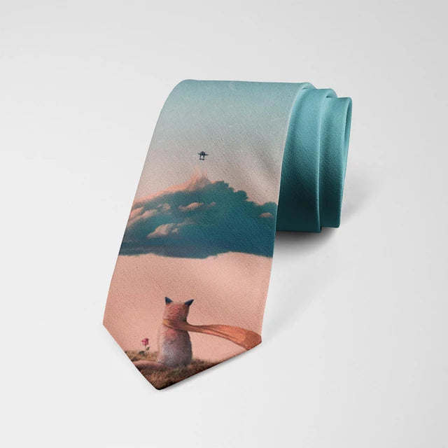 8cm Men Fashion Little Prince Art Printed Slim Neckties Ties