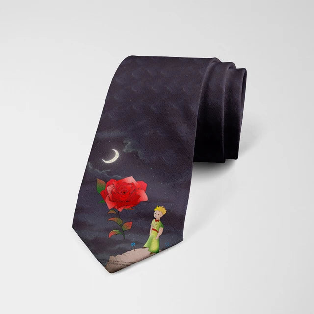 8cm Men Fashion Little Prince Art Printed Slim Neckties Ties