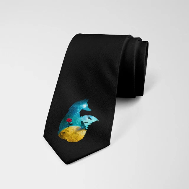 8cm Men Fashion Little Prince Art Printed Slim Neckties Ties