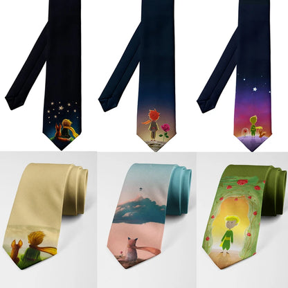 8cm Men Fashion Little Prince Art Printed Slim Neckties Ties