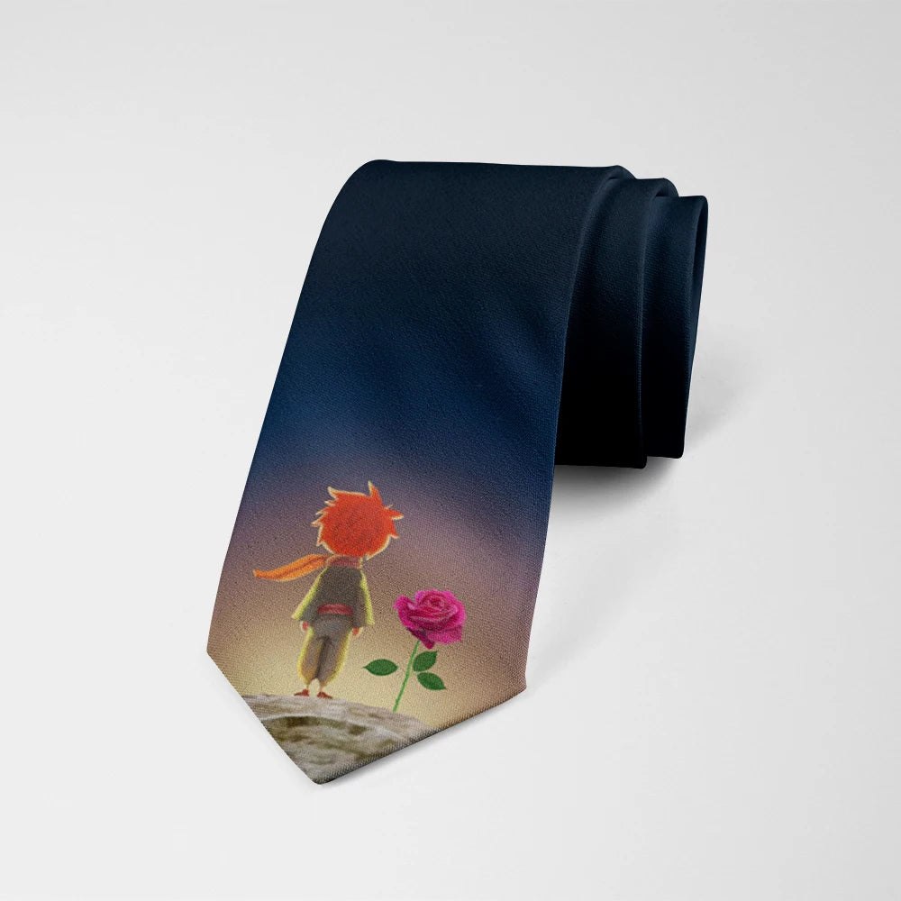 8cm Men Fashion Little Prince Art Printed Slim Neckties Ties