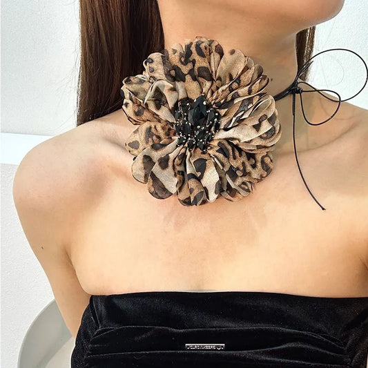 Women Fashion Vintage Retro Big Flower Necklace