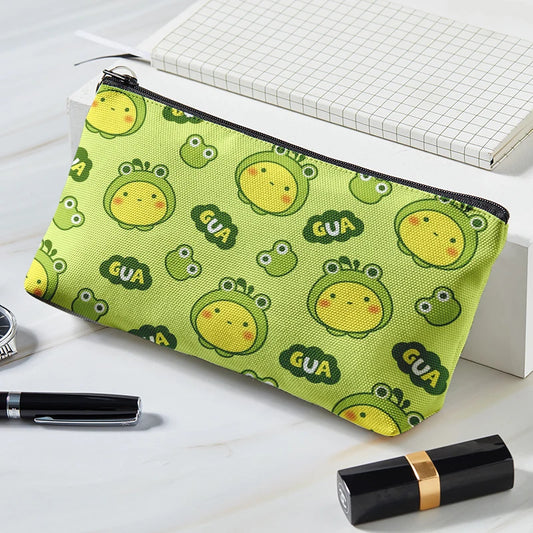 Women Girls Funny Cartoon Frog Makeup Pouch Travel Bag Case