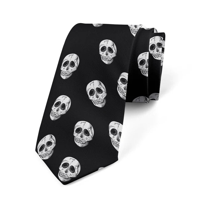 8cm Funny Cartoon Skull Print Men Fashion Novelty Wedding Neckties Tie