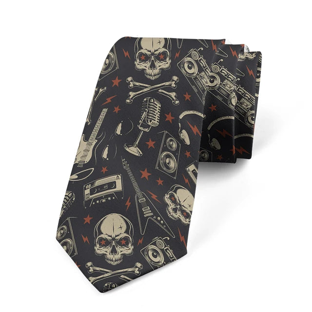 8cm Funny Cartoon Skull Print Men Fashion Novelty Wedding Neckties Tie