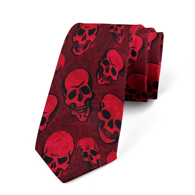 8cm Funny Cartoon Skull Print Men Fashion Novelty Wedding Neckties Tie