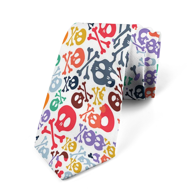 8cm Funny Cartoon Skull Print Men Fashion Novelty Wedding Neckties Tie