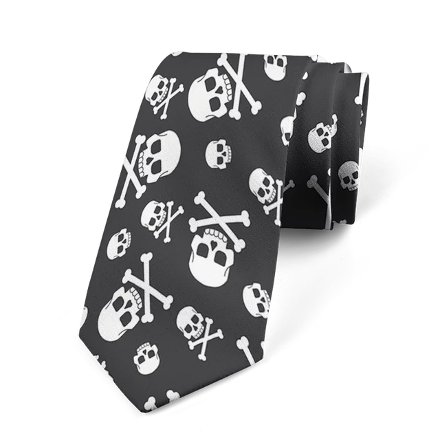 8cm Funny Cartoon Skull Print Men Fashion Novelty Wedding Neckties Tie