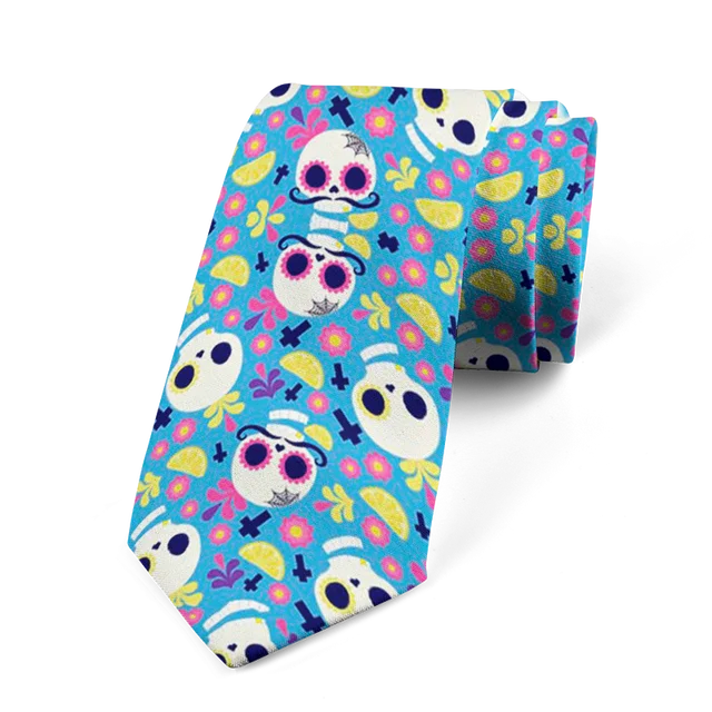 8cm Funny Cartoon Skull Print Men Fashion Novelty Wedding Neckties Tie