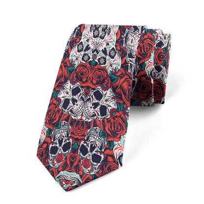 8cm Funny Cartoon Skull Print Men Fashion Novelty Wedding Neckties Tie